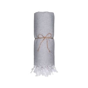 Serviette de plage en coton recycle 150 g/m2. Effet melange et franges 38