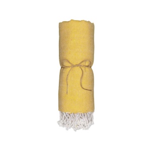 Serviette de plage en coton recycle 150 g/m2. Effet melange et franges 42