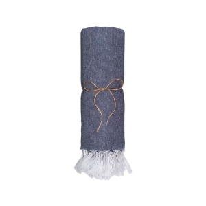 Serviette de plage en coton recycle 150 g/m2. Effet melange et franges 44