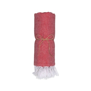 Serviette de plage en coton recycle 150 g/m2. Effet melange et franges 46