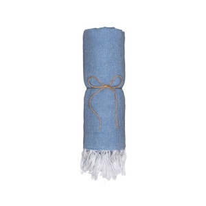 Serviette de plage en coton recycle 150 g/m2. Effet melange et franges 24