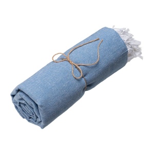 Serviette de plage en coton recycle 150 g/m2. Effet melange et franges 5