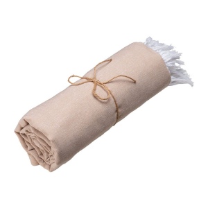 Serviette de plage en coton recycle 150 g/m2. Effet melange et franges 8