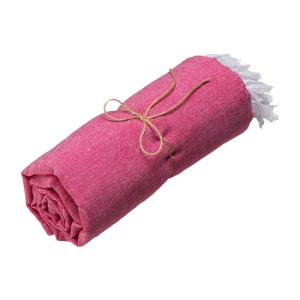 Serviette de plage en coton recycle 150 g/m2. Effet melange et franges 7