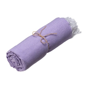 Serviette de plage en coton recycle 150 g/m2. Effet melange et franges 4