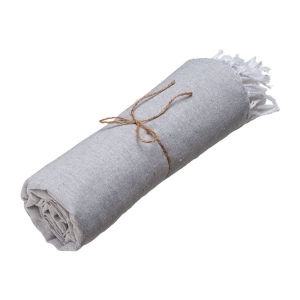 Serviette de plage en coton recycle 150 g/m2. Effet melange et franges 12