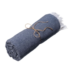 Serviette de plage en coton recycle 150 g/m2. Effet melange et franges 15
