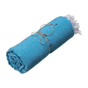 Serviette de plage en coton recycle 150 g/m2. Effet melange et franges 9