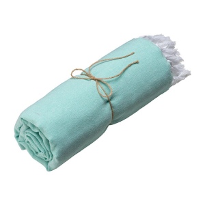 Serviette de plage en coton recycle 150 g/m2. Effet melange et franges 2