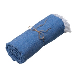 Serviette de plage en coton recycle 150 g/m2. Effet melange et franges 11