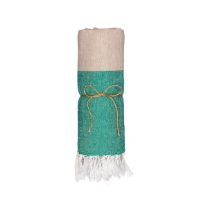 Serviette de plage en coton recycle 180 g/m2. Effet chine et franges 16