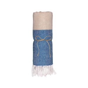 Serviette de plage en coton recycle 180 g/m2. Effet chine et franges 10
