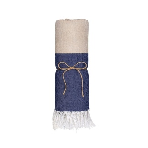 Serviette de plage en coton recycle 180 g/m2. Effet chine et franges 14