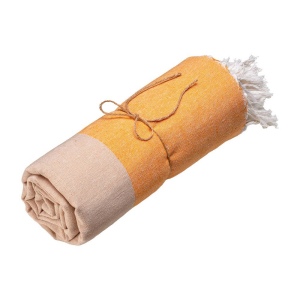 Serviette de plage en coton recycle 180 g/m2. Effet chine et franges 4
