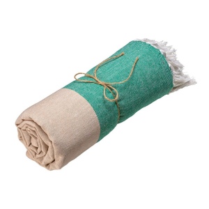 Serviette de plage en coton recycle 180 g/m2. Effet chine et franges 6