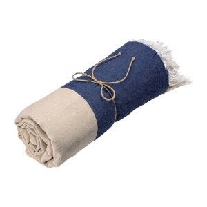 Serviette de plage en coton recycle 180 g/m2. Effet chine et franges 5