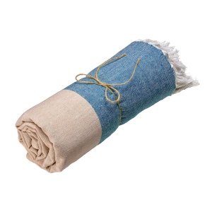 Serviette de plage en coton recycle 180 g/m2. Effet chine et franges 3