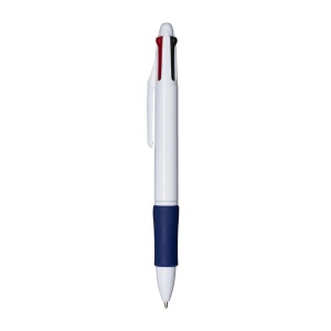 Stylo a bouton en plastique avec 4 recharges. Prise gommée 7