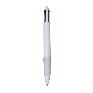 Stylo a bouton en plastique avec 4 recharges. Prise gommée 16