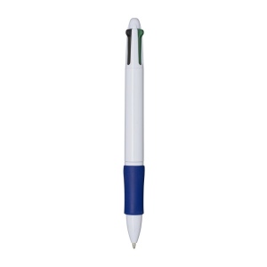 Stylo a bouton en plastique avec 4 recharges. Prise gommée 8