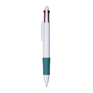 Stylo a bouton en plastique avec 4 recharges. Prise gommée 9