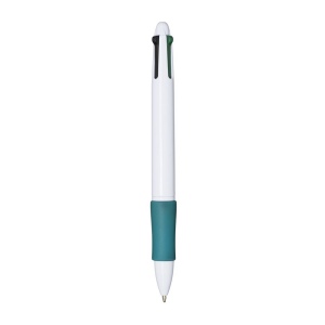 Stylo a bouton en plastique avec 4 recharges. Prise gommée 10