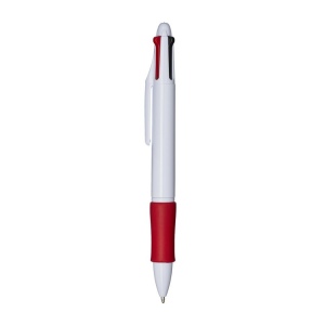 Stylo a bouton en plastique avec 4 recharges. Prise gommée 11