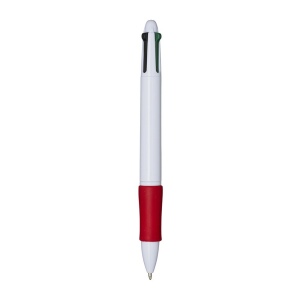 Stylo a bouton en plastique avec 4 recharges. Prise gommée 12