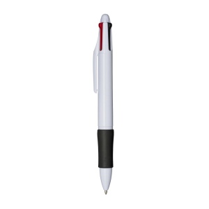 Stylo a bouton en plastique avec 4 recharges. Prise gommée 13