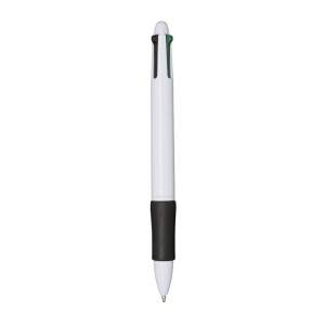 Stylo a bouton en plastique avec 4 recharges. Prise gommée 14
