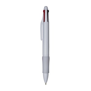 Stylo a bouton en plastique avec 4 recharges. Prise gommée 15