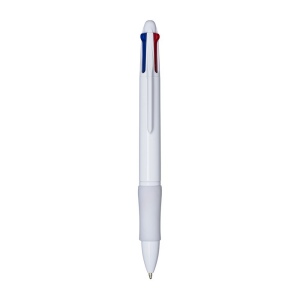 Stylo a bouton en plastique avec 4 recharges. Prise gommée 6