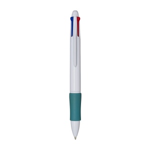 Stylo a bouton en plastique avec 4 recharges. Prise gommée 3