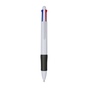 Stylo a bouton en plastique avec 4 recharges. Prise gommée 5