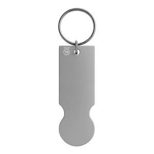 Porte-clés en aluminium recyclé avec jeton pour chariot de courses. 9