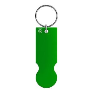 Porte-clés en aluminium recyclé avec jeton pour chariot de courses. 11