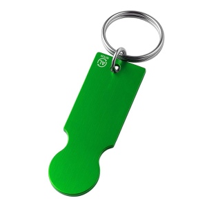 Porte-clés en aluminium recyclé avec jeton pour chariot de courses. 4