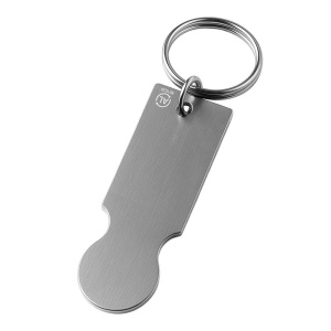 Porte-clés en aluminium recyclé avec jeton pour chariot de courses. 3