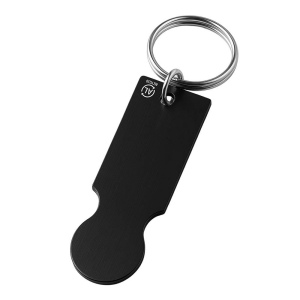 Porte-clés en aluminium recyclé avec jeton pour chariot de courses. 6