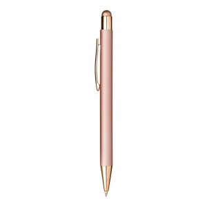 Stylo a bouton en aluminium gomme. Clip et details metallises assortis 6