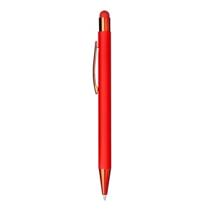 Stylo a bouton en aluminium gomme. Clip et details metallises assortis 8