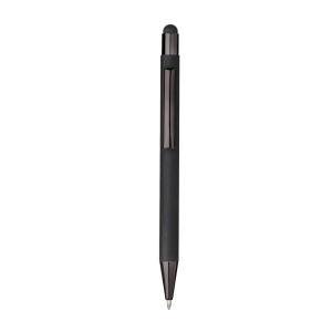 Stylo a bouton en aluminium gomme. Clip et details metallises assortis 5