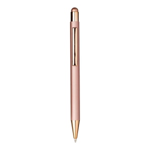 Stylo a bouton en aluminium gomme. Clip et details metallises assortis