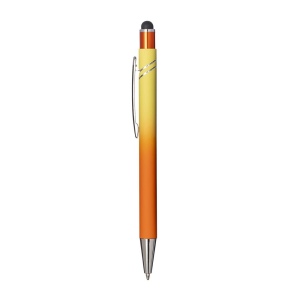 Stylo a bouton en aluminium gomme. Corps degrade, clip et details metallises 7