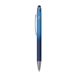 Stylo a bouton en aluminium gomme. Corps degrade, clip et details metallises 8