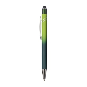 Stylo a bouton en aluminium gomme. Corps degrade, clip et details metallises 9