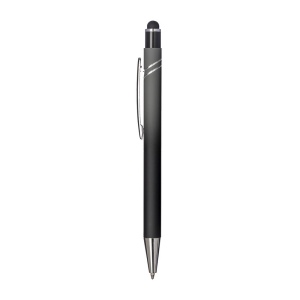 Stylo a bouton en aluminium gomme. Corps degrade, clip et details metallises 11