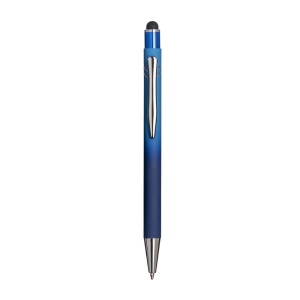 Stylo a bouton en aluminium gomme. Corps degrade, clip et details metallises 3