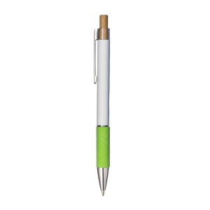 Stylo a bouton en aluminium. Prise coloree effet veloute, clip et details metallises 11