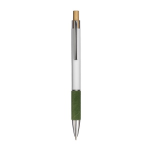 Stylo a bouton en aluminium. Prise coloree effet veloute, clip et details metallises 8